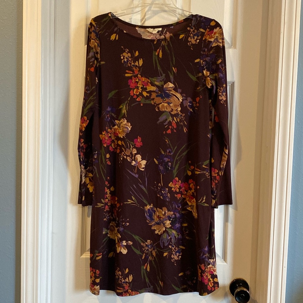 Dark purple floral shift dress